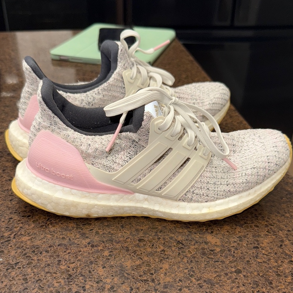 Adidas Ultraboost Pink and White Running Shoes